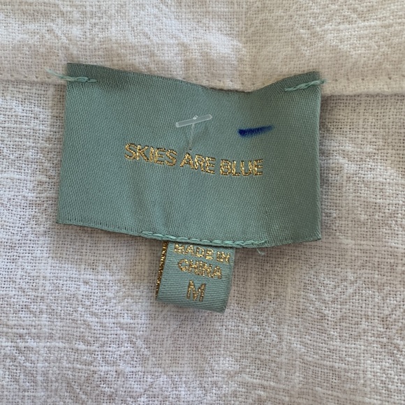 NWT Skies Are Blue SNAP White Linen Button Up Dress. Size S/M - Picture 9 of 11